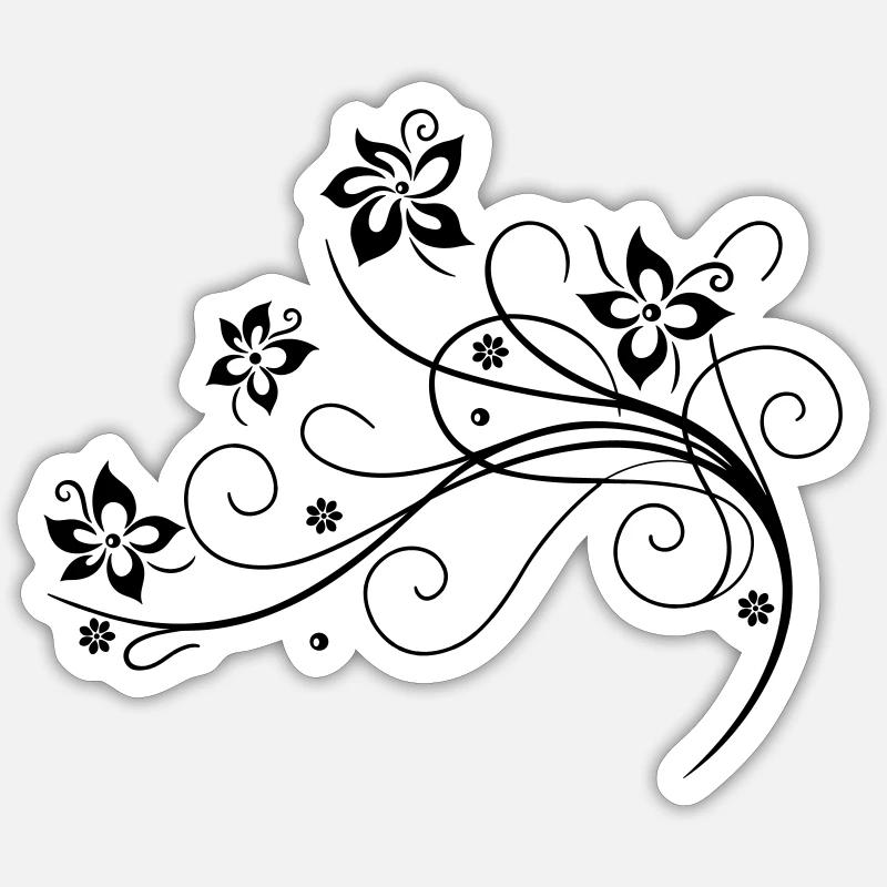 Blumenranke, fleur, fleurs - Sticker taille S (10 x 10 cm) - blanc mat
