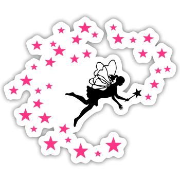 Fee mit Sternen 2C - Sticker Größe S (10 x 10 cm) - Mattweiß - Vorne