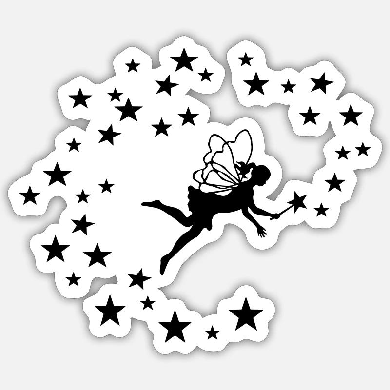 Fee mit Sternen Sticker Größe S (10 x 10 cm)