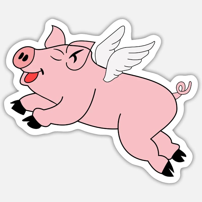 Pig Flying Gift - Sticker size S (10 x 10 cm) - white matte