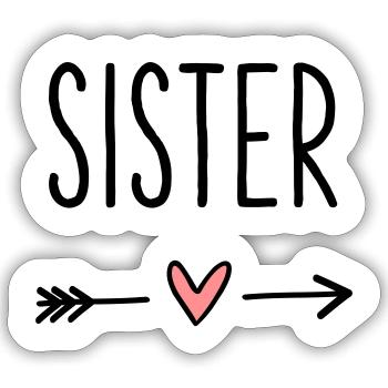 Sister coeur flèche amour petite amie cadeau - Sticker taille S (10 x 10 cm) - blanc mat - Devant