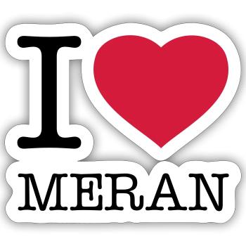 I LOVE MERAN - Sticker Größe S (10 x 10 cm) - Mattweiß - Vorne