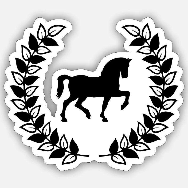 Kranz Pferd - Sticker Größe S (10 x 10 cm) - Mattweiß