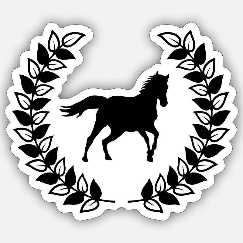 Kranz Pferd - Sticker Größe S (10 x 10 cm) - Mattweiß