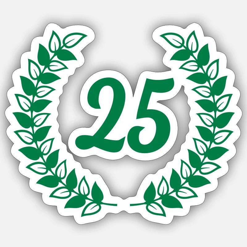 twentyfith 25th 25 birthday - Sticker size S (10 x 10 cm) - white matte