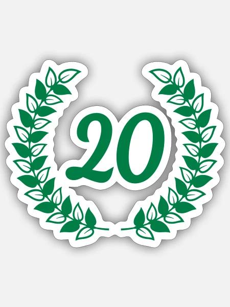 Jubiläum Geburtstag 20 zwanzig - Sticker Größe S (10 x 10 cm) - Mattweiß