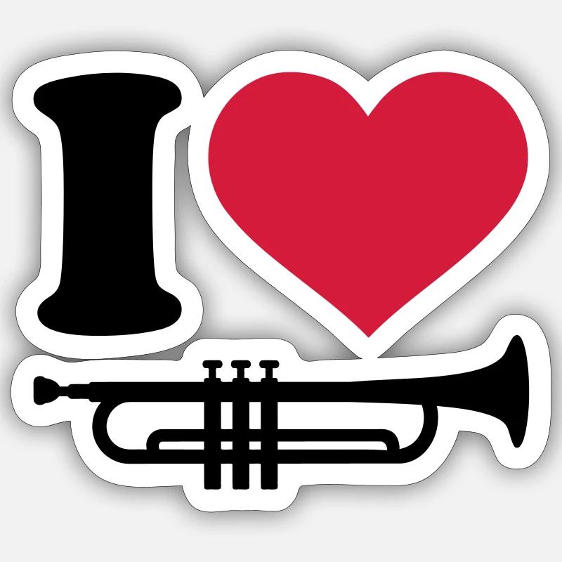 Trompete - Sticker Größe S (10 x 10 cm) - Mattweiß