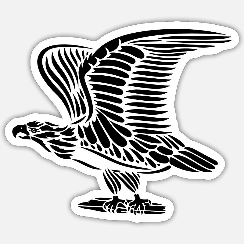 Tattoo eagle with wings. - Sticker size S (10 x 10 cm) - white matte