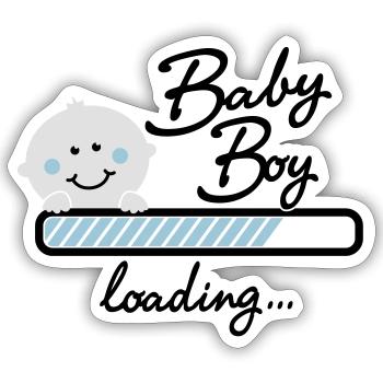 Baby Boy loading... - Sticker Größe S (10 x 10 cm) - Mattweiß - Vorne
