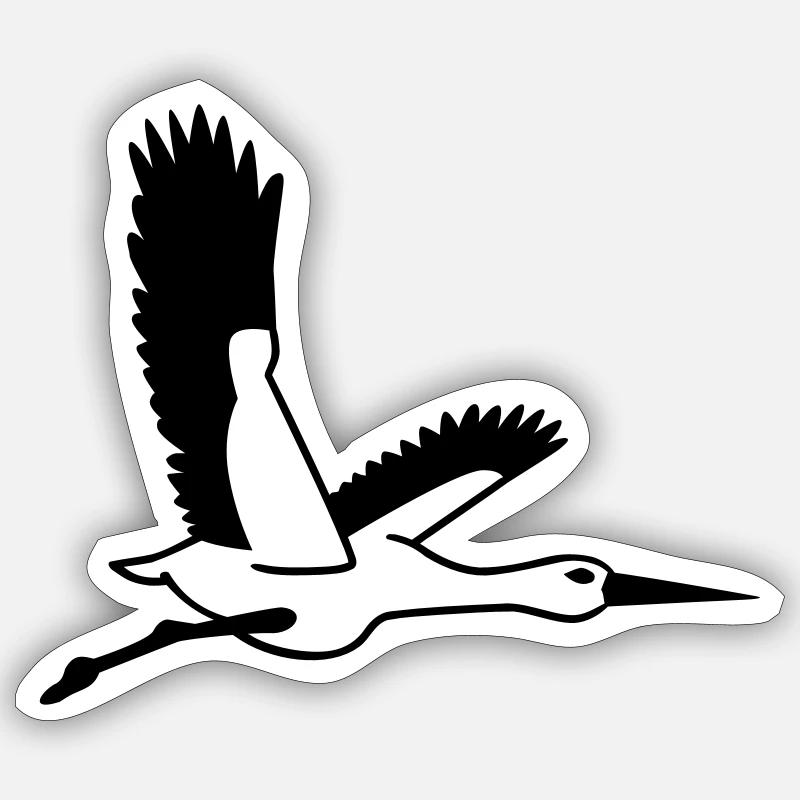 Storch - Sticker Größe S (10 x 10 cm) - Mattweiß
