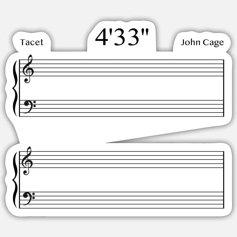 4'33'' John Cage - Sticker taille S (10 x 10 cm) - blanc mat