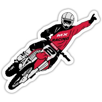 Moto Cross - motocross - Sticker Größe S (10 x 10 cm) - Mattweiß - Vorne
