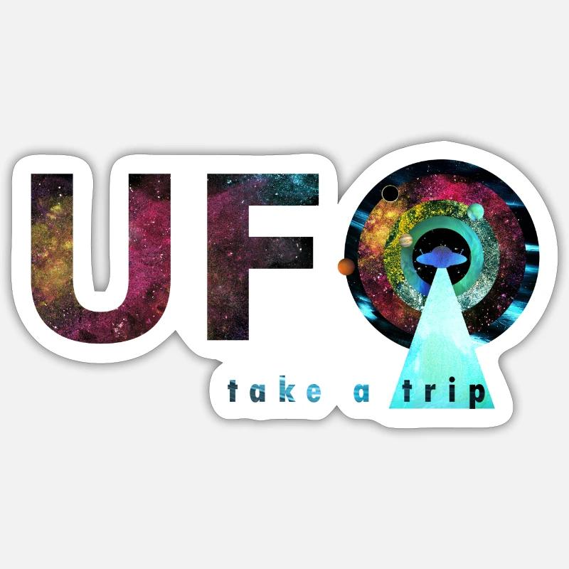 ufo - take a trip - Sticker size S (10 x 10 cm) - white matte