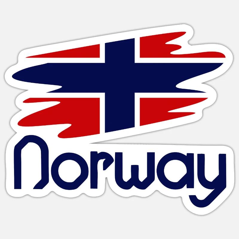 Drapeau Norvège - Design - Sticker taille S (10 x 10 cm) - blanc mat