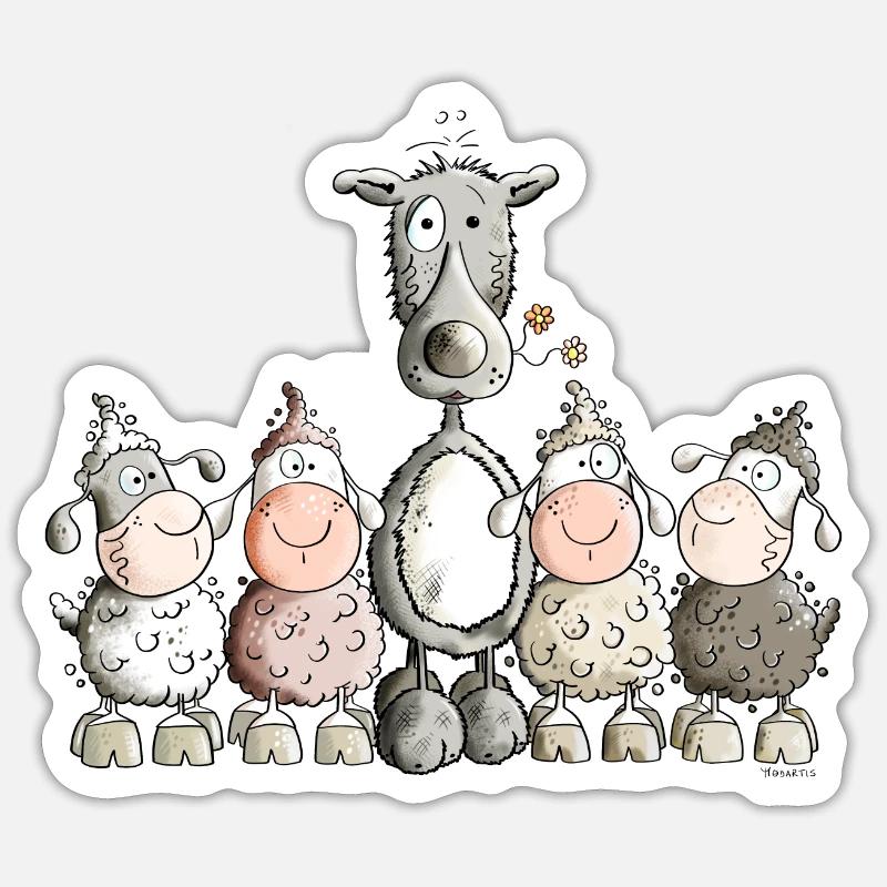 Loup et amis - Sticker taille S (10 x 10 cm) - blanc mat