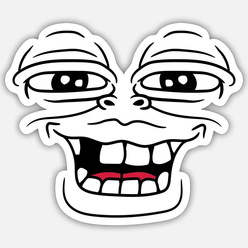 frosch monster gesicht lustig haesslich grinsen za - Sticker Größe S (10 x 10 cm) - Mattweiß