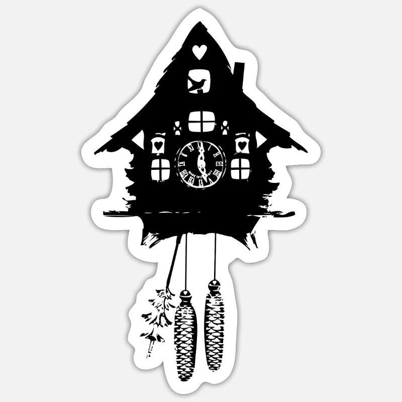 Coucou horloge - Sticker taille S (10 x 10 cm) - blanc mat