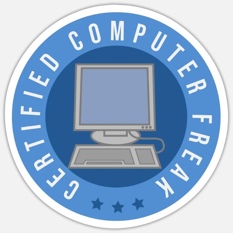 Ordinateur certifié - monstre informatique - Sticker taille S (10 x 10 cm) - blanc mat