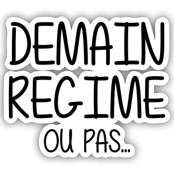 Régime - Diète - Gros - Grosse - Humour - Marrant - Sticker taille S (10 x 10 cm) - blanc mat - Devant