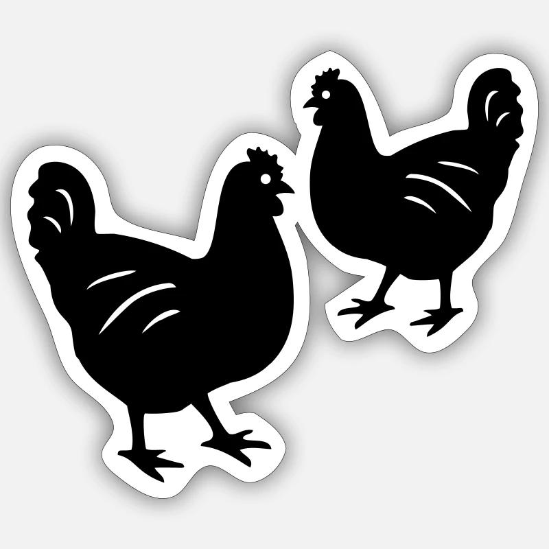 Hühner - Sticker Größe S (10 x 10 cm) - Mattweiß