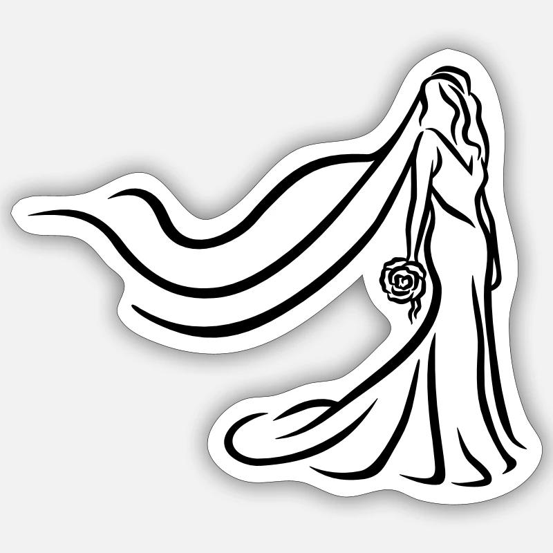 Mariée - Sticker taille S (10 x 10 cm) - blanc mat