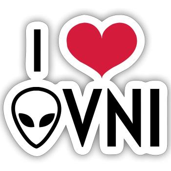 Ovni Ufo Extraterrestre Espace Geek Planète - Sticker taille S (10 x 10 cm) - blanc mat - Devant