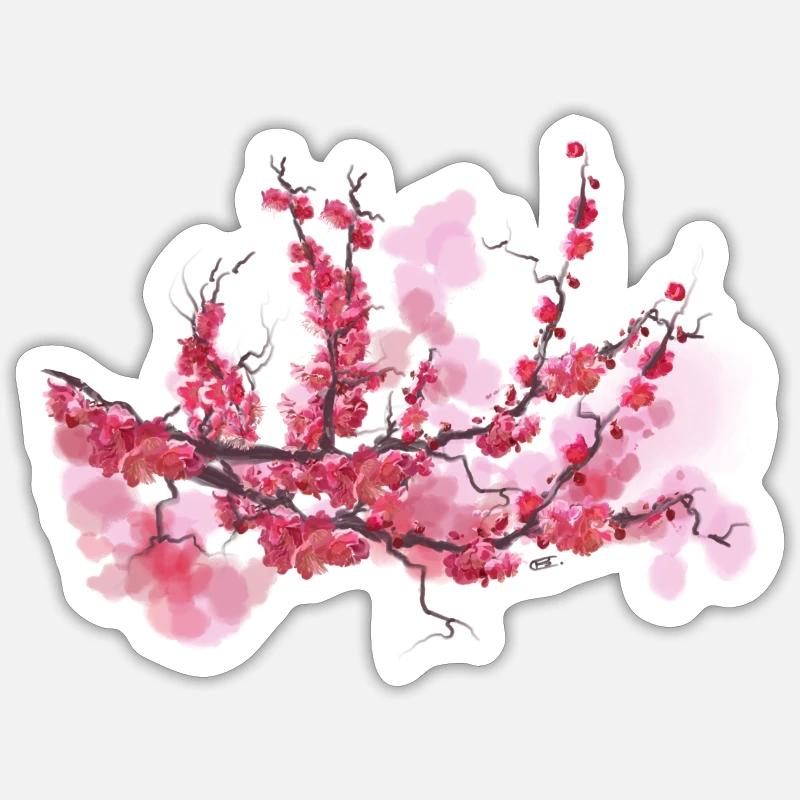 sakura - Sticker taille S (10 x 10 cm) - blanc mat