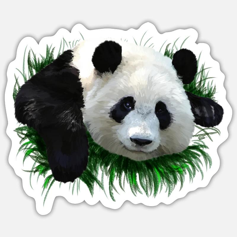 panda - Sticker taille S (10 x 10 cm) - blanc mat