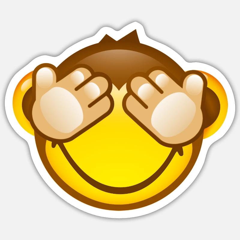 Smiley Monkey No Seeing - Sticker Größe S (10 x 10 cm) - Mattweiß