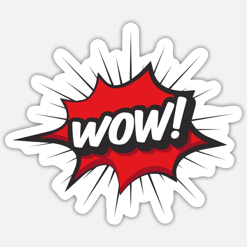 WOW wow! - Sticker Größe S (10 x 10 cm) - Mattweiß