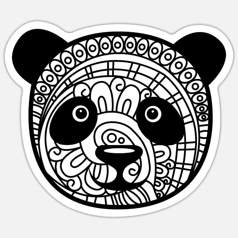 panda mandala - Sticker Größe S (10 x 10 cm) - Mattweiß
