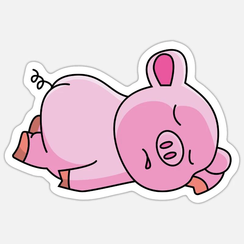 Cochon rose - design - Sticker taille S (10 x 10 cm) - blanc mat
