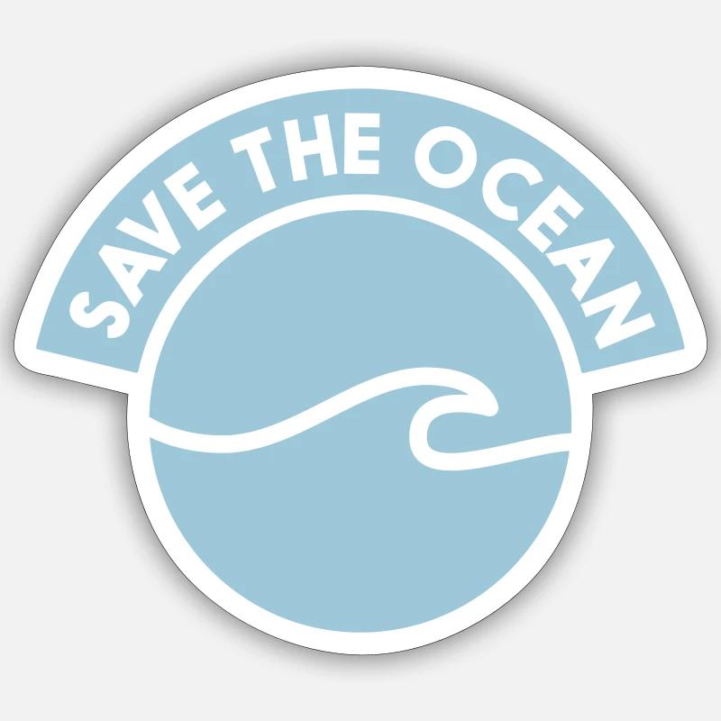 SAUVEZ L'OCEAN - Sticker taille S (10 x 10 cm) - blanc mat