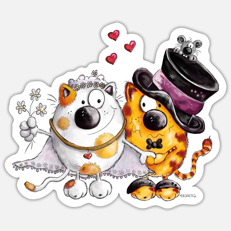 Hochzeit mit Herz - Sticker Größe S (10 x 10 cm) - Mattweiß