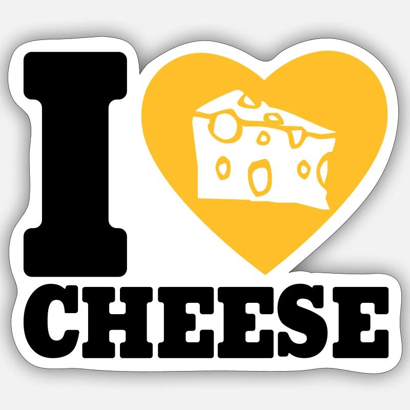 I love Cheese - Sticker taille S (10 x 10 cm) - blanc mat