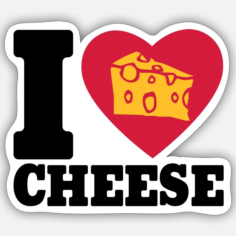 I love Cheese - Sticker taille S (10 x 10 cm) - blanc mat