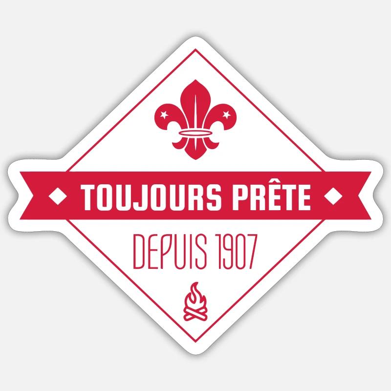 scout / scouting / scoutisme / guide - Sticker taille S (10 x 10 cm) - blanc mat