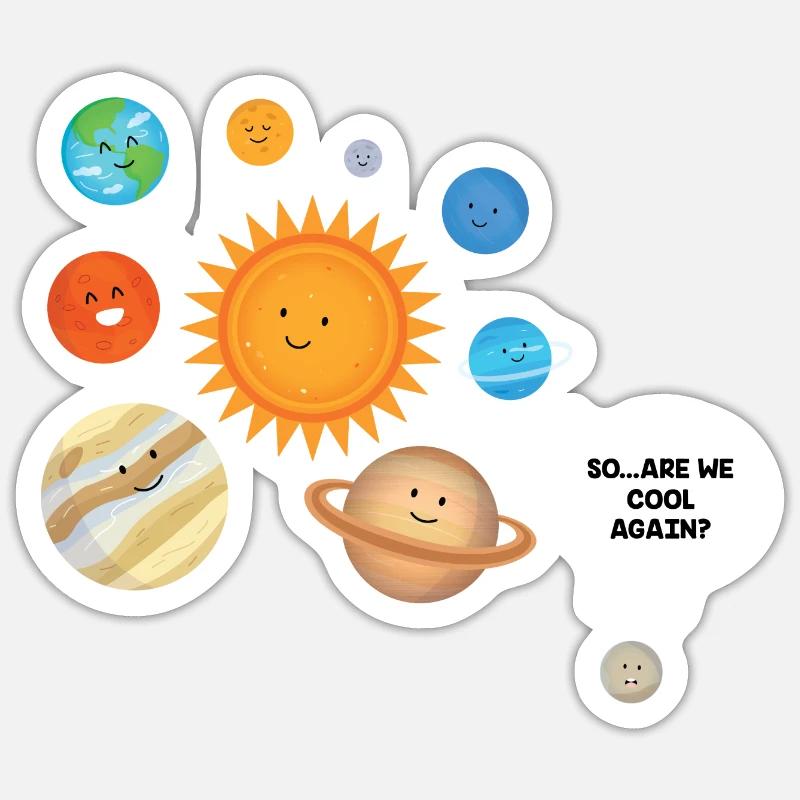 Pluto Versus Solar System Planets Science Gift - Sticker size S (10 x 10 cm) - white matte