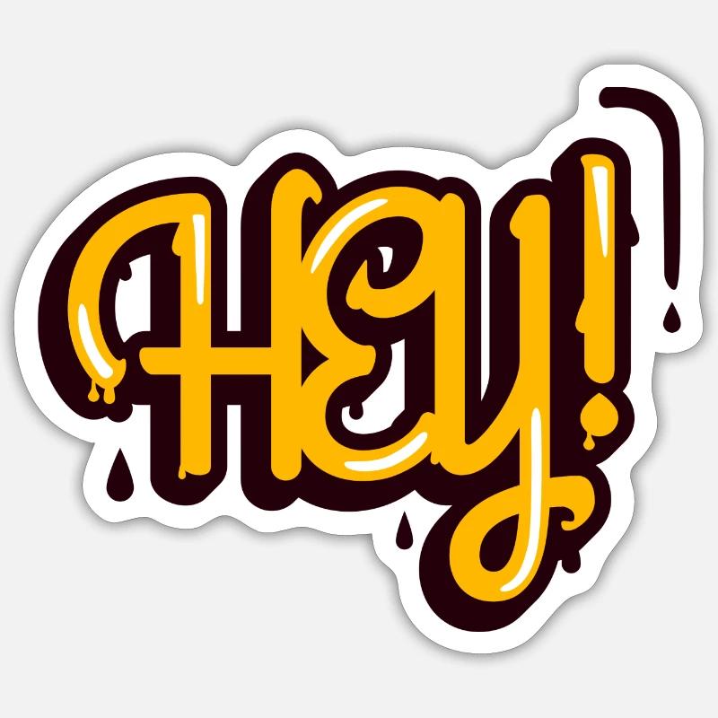 Hé! - Sticker taille S (10 x 10 cm) - blanc mat