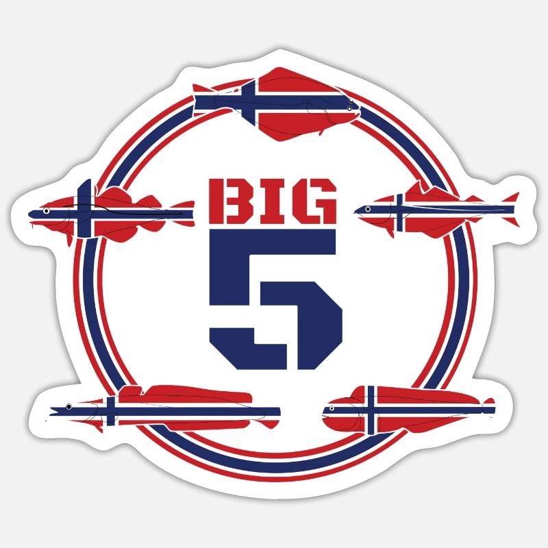 Norwegian Big 5 I Fishing Gift cod halibut - Sticker size S (10 x 10 cm) - white matte