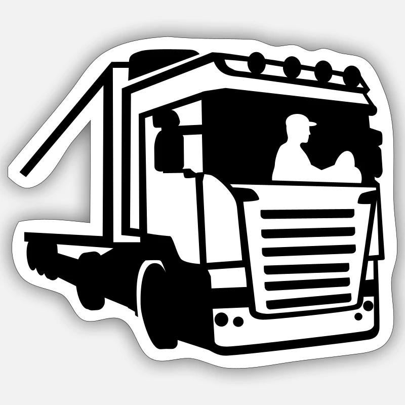 Trucker - Sticker taille S (10 x 10 cm) - blanc mat