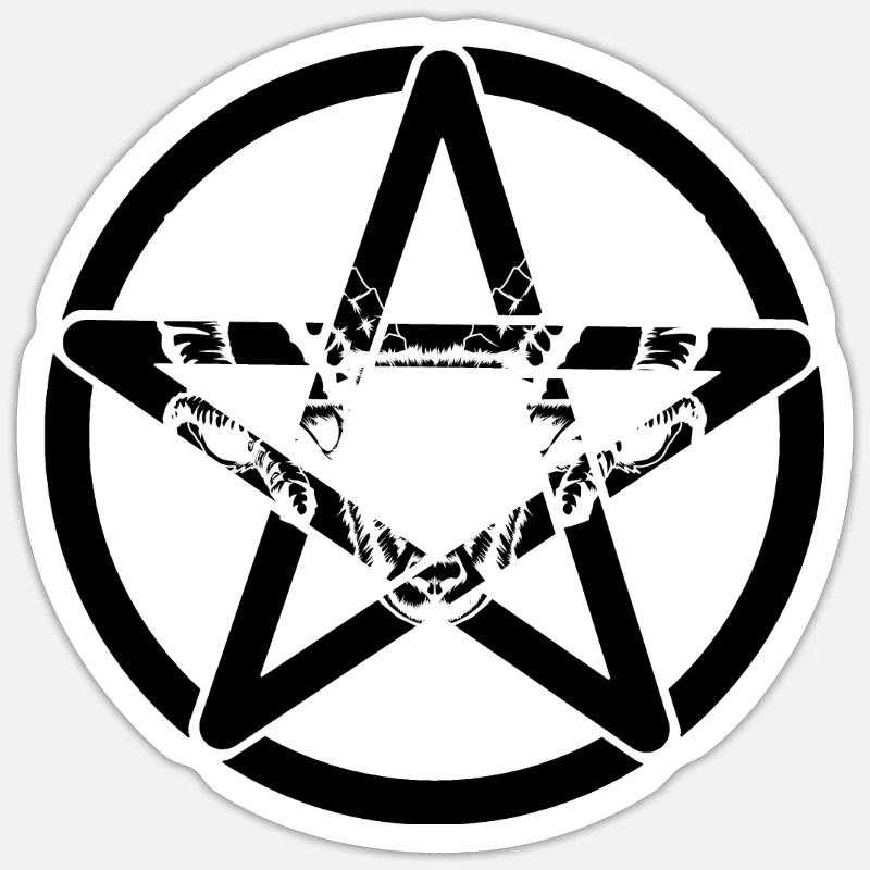 Satan Teufel Pentagramm Antichrist Dämon böse Tod - Sticker Größe S (10 x 10 cm) - Mattweiß