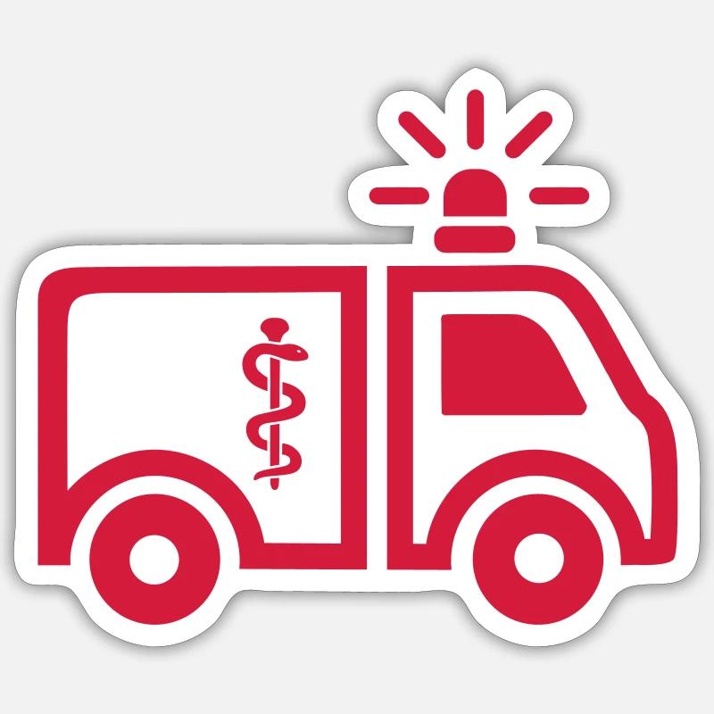 Ambulance - Sticker taille S (10 x 10 cm) - blanc mat