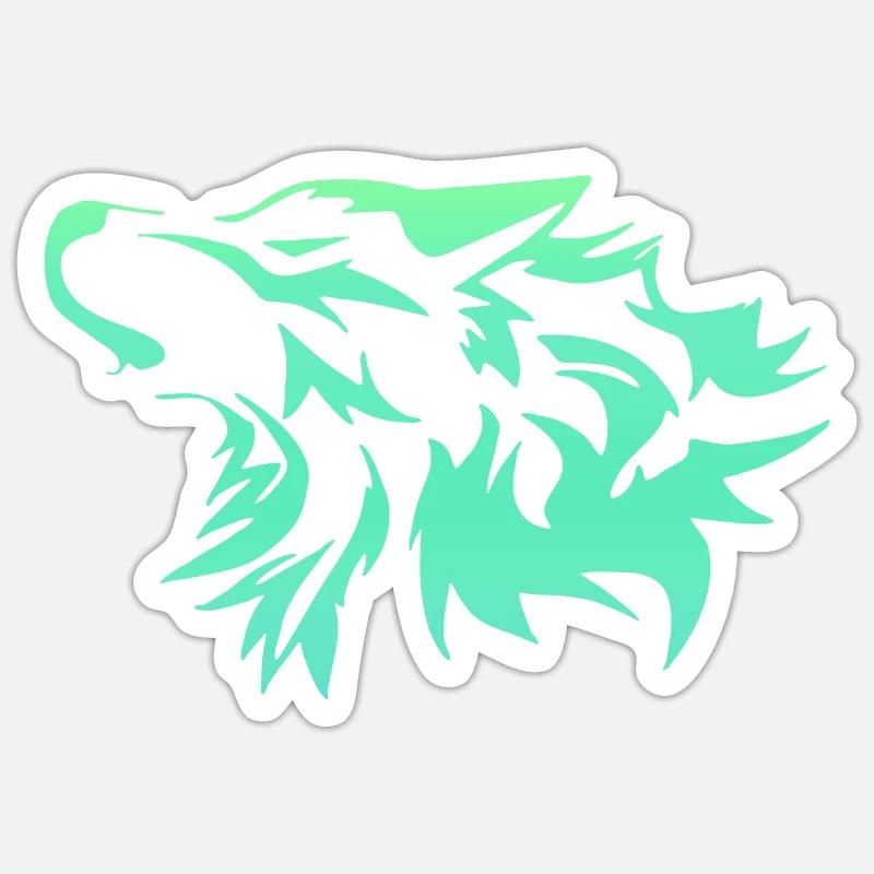 Wolf bright green - Sticker size S (10 x 10 cm) - white matte