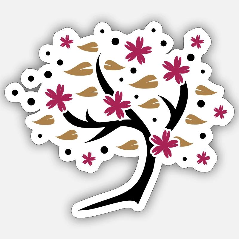 stylized cherry blossom tree in spring Sticker size S (10 x 10 cm)