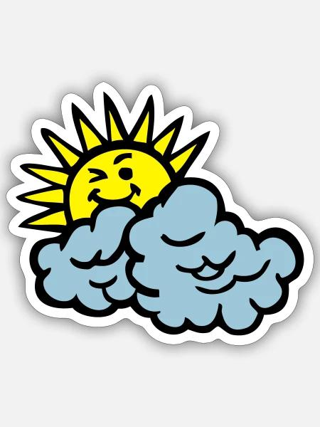 Wolke Lächeln Sonne - Sticker Größe S (10 x 10 cm) - Mattweiß