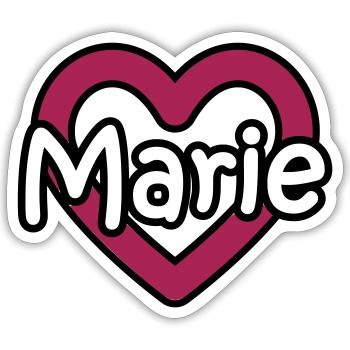 Marie nom de famille prénom nom de jeune fille coeur nom jour - Sticker taille S (10 x 10 cm) - blanc mat - Devant