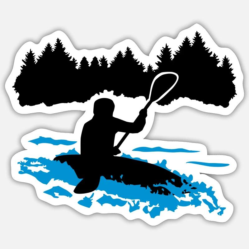 Kajak, Kayaking - Sticker Größe S (10 x 10 cm) - Mattweiß