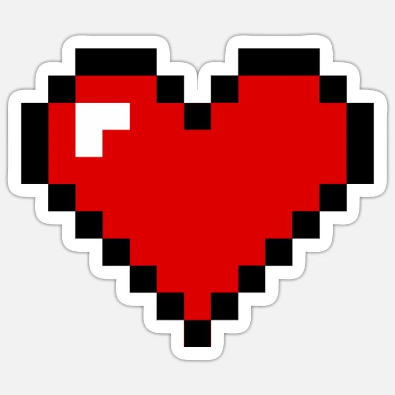 coeur de pixel - Sticker taille S (10 x 10 cm) - blanc mat