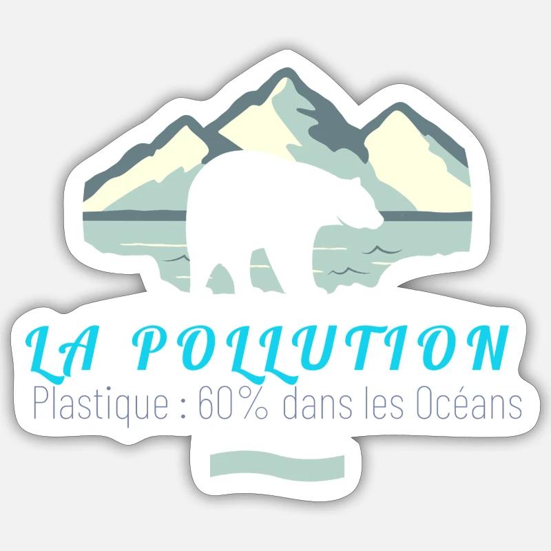 LA POLLUTION - Sticker taille S (10 x 10 cm) - blanc mat